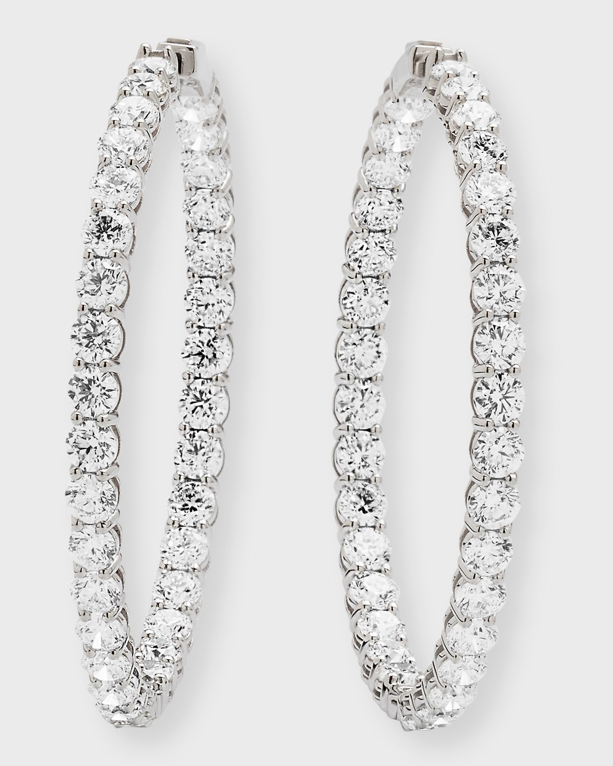 Neiman Marcus Diamonds 18k White Gold Diamond Hoop Earrings, 21.12tcw