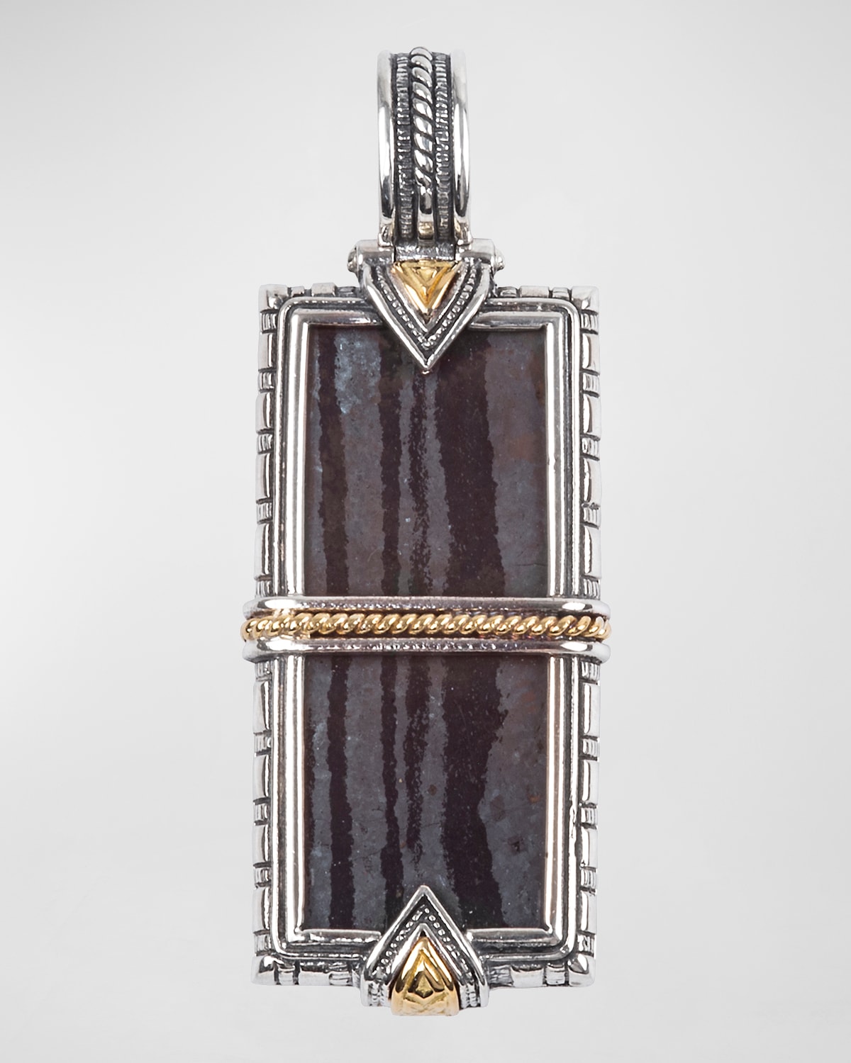 Men's 18K Gold/Silver Carved Ferrite Pendant