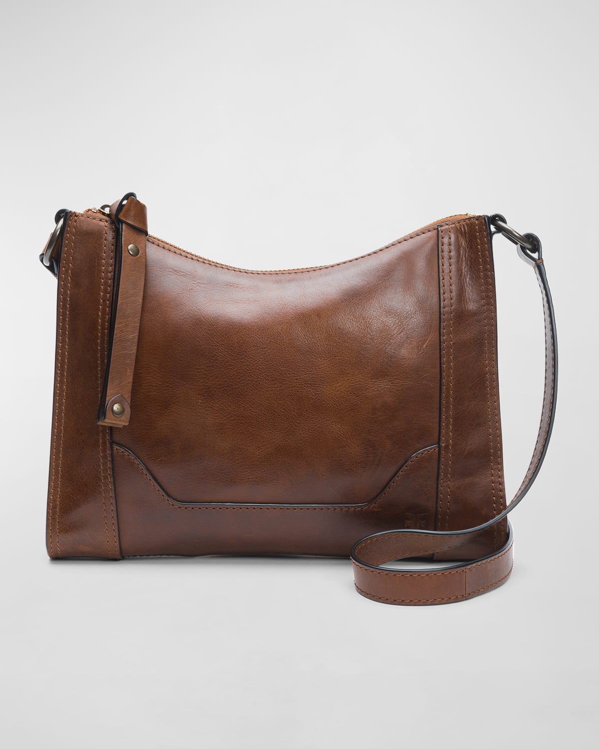 Frye Melissa Antique Leather Zip Crossbody Bag In Cognac