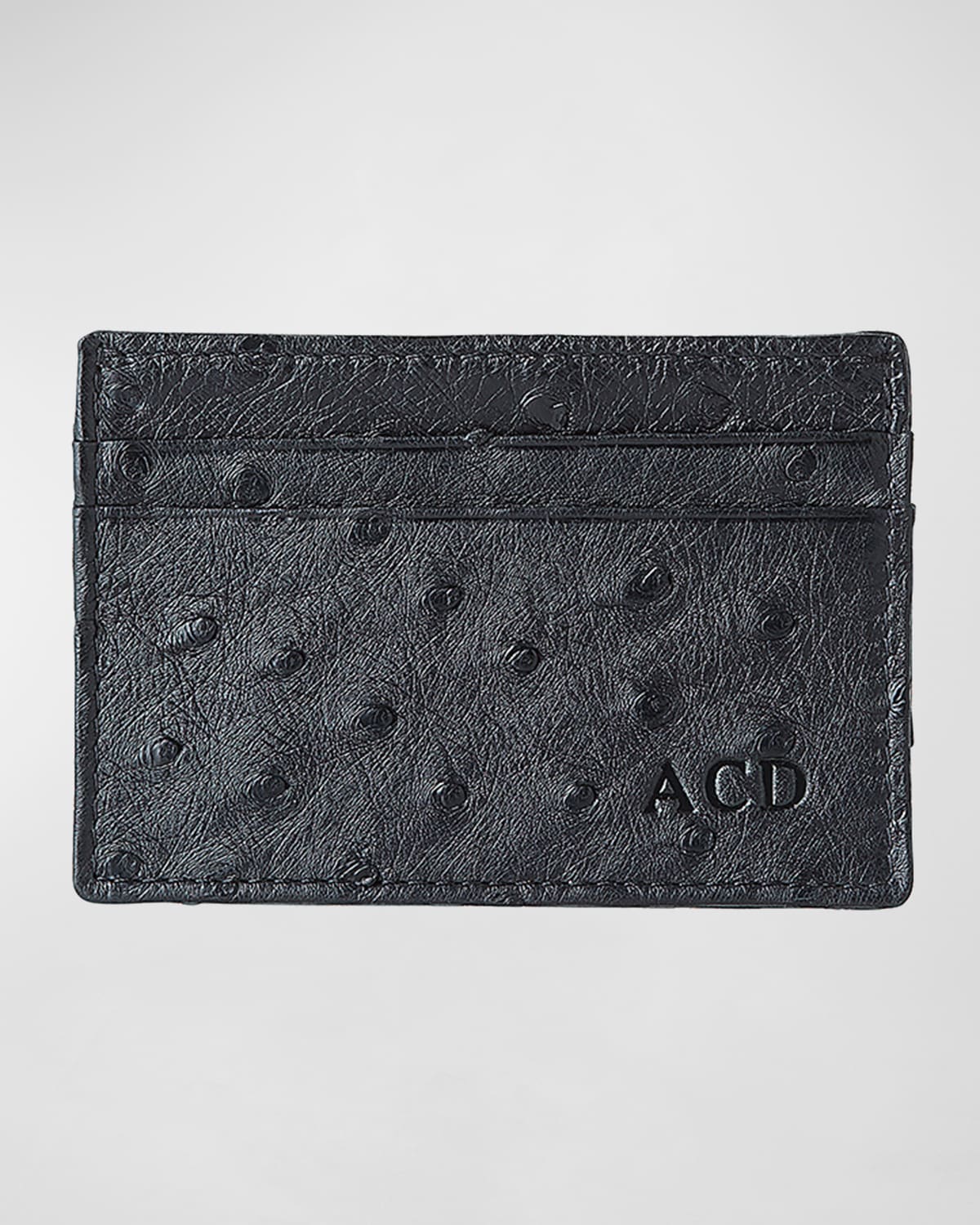 Abas Men's Flat Ostrich Card Case In Black