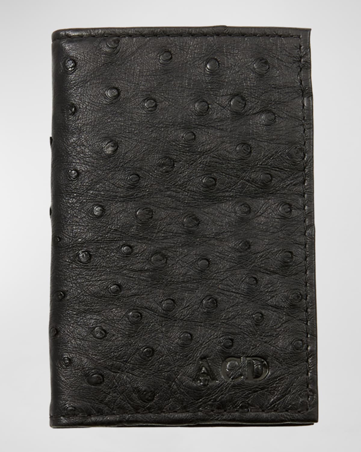 Shop Abas Ostrich Bi-fold Card Case In Black