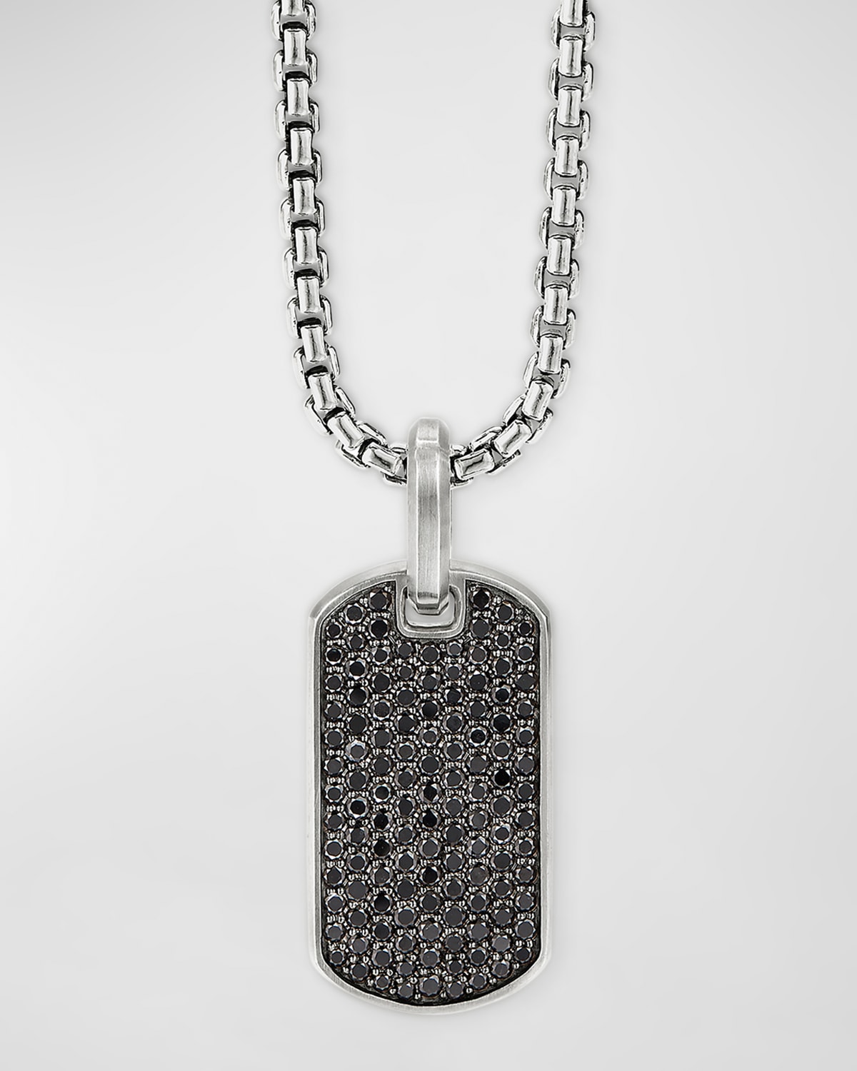 Men's Streamline Tag Pendant with Diamonds in Silver, 27mm