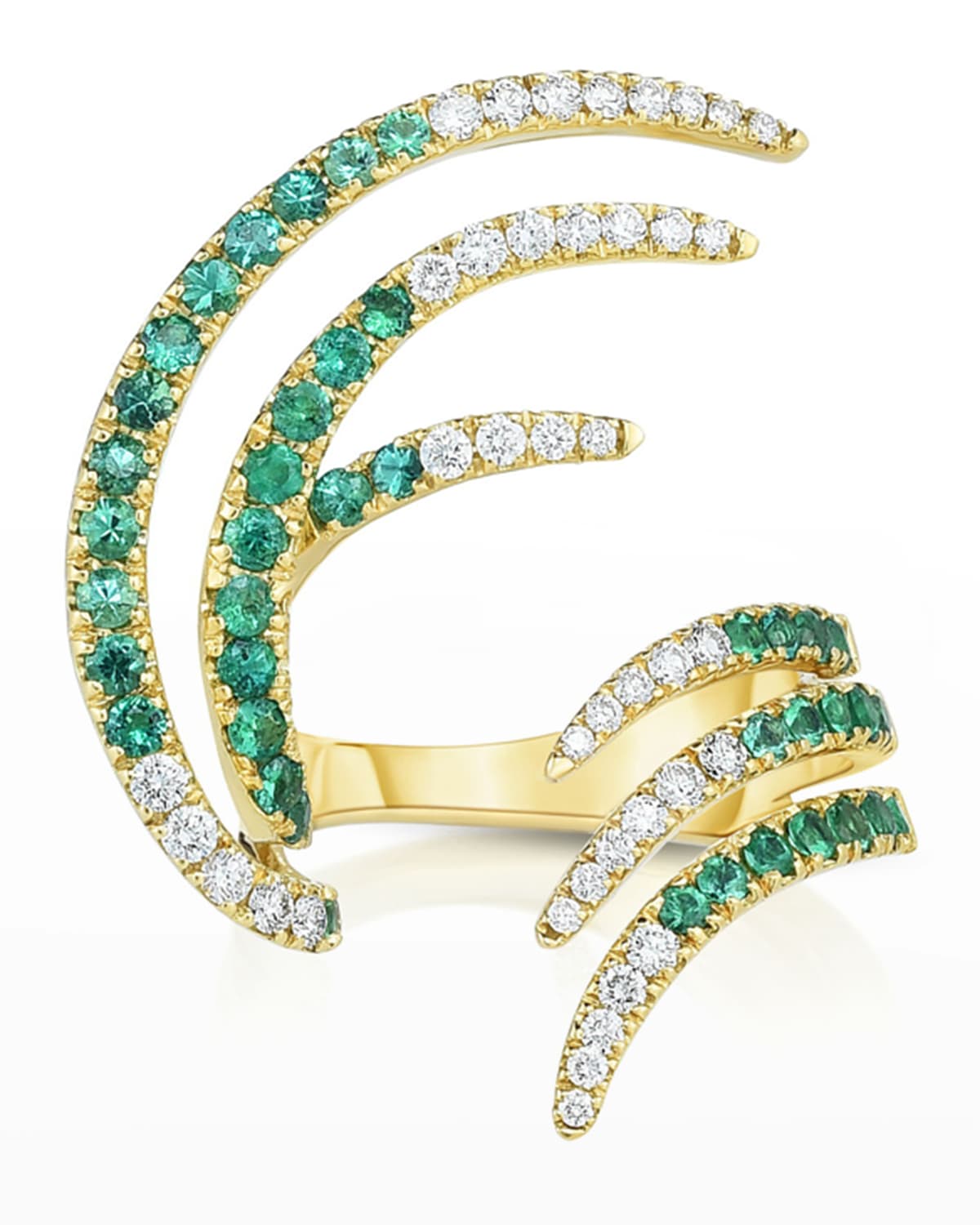 18K Emerald and Diamond Open Wing Ring