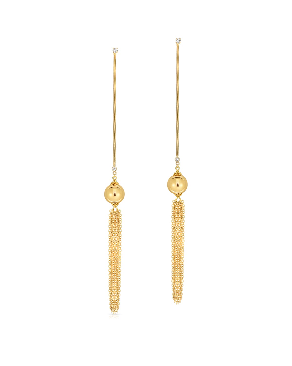 Fern Freeman Jewelry 18K Diamond & Yellow Gold Ball Drop Fringe Earrings