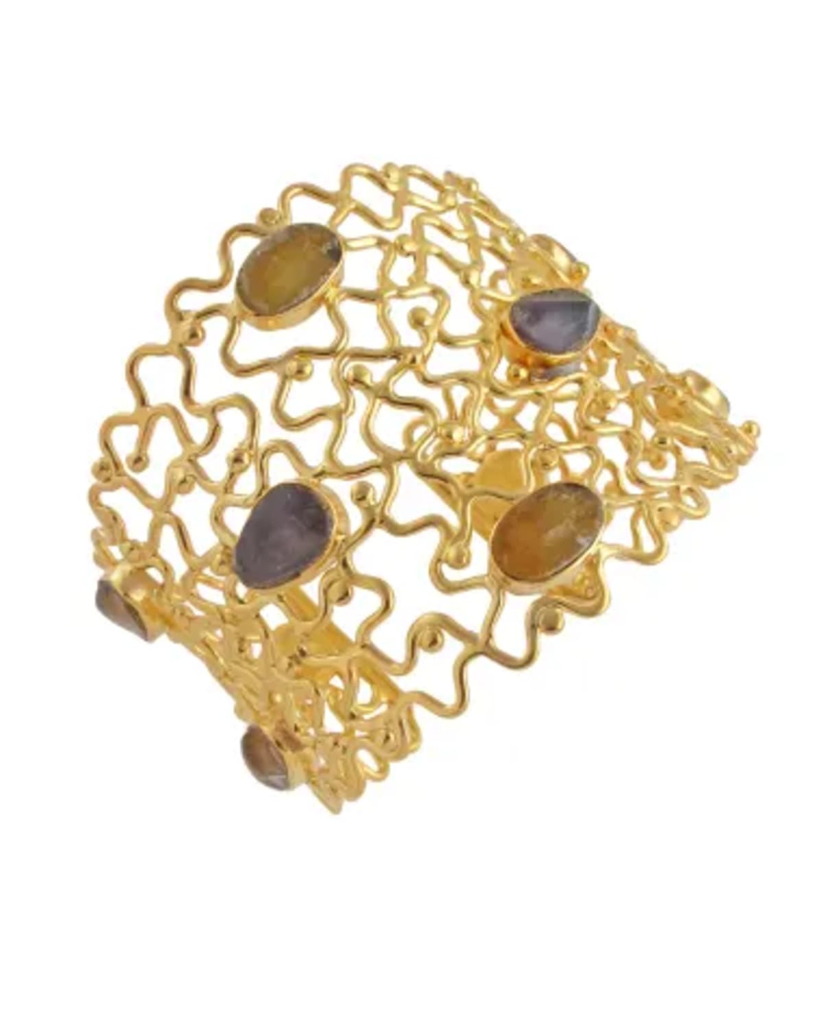 Devon Leigh Amethyst & Amber Filigree Cuff