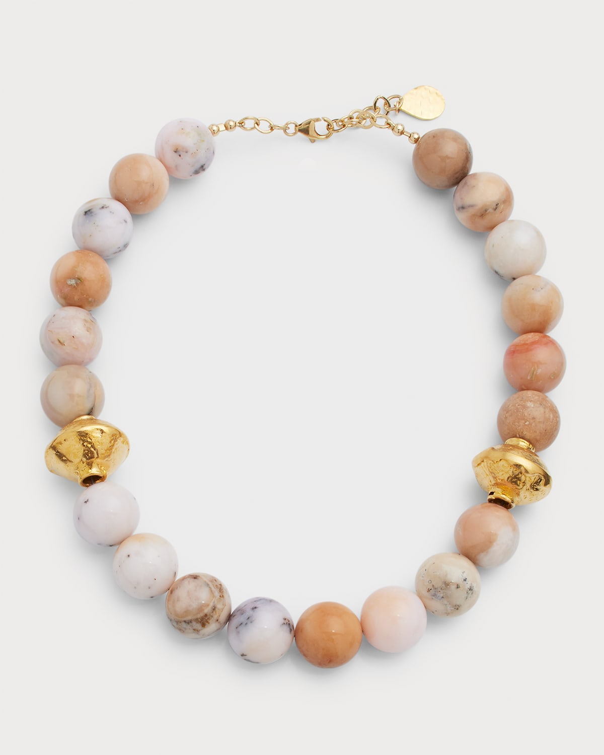 Devon Leigh Round Beaded Gold Accent Necklace In Pink