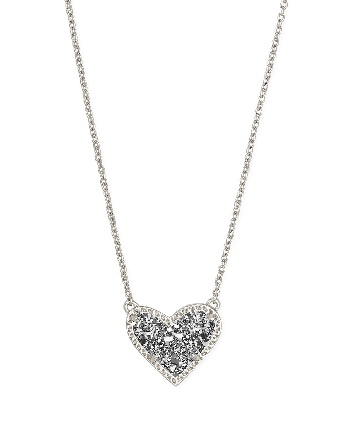 Kendra Scott Ari Heart Short Pendant Necklace, 15 In Silver