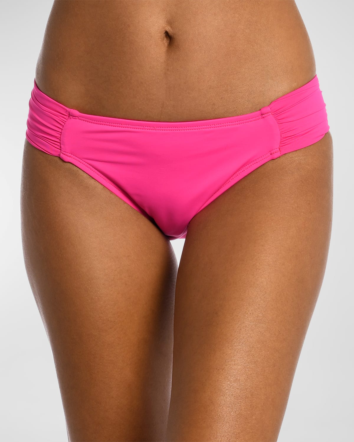 La Blanca Island Goddess Side Shirred Bikini Bottoms In Pop Pink