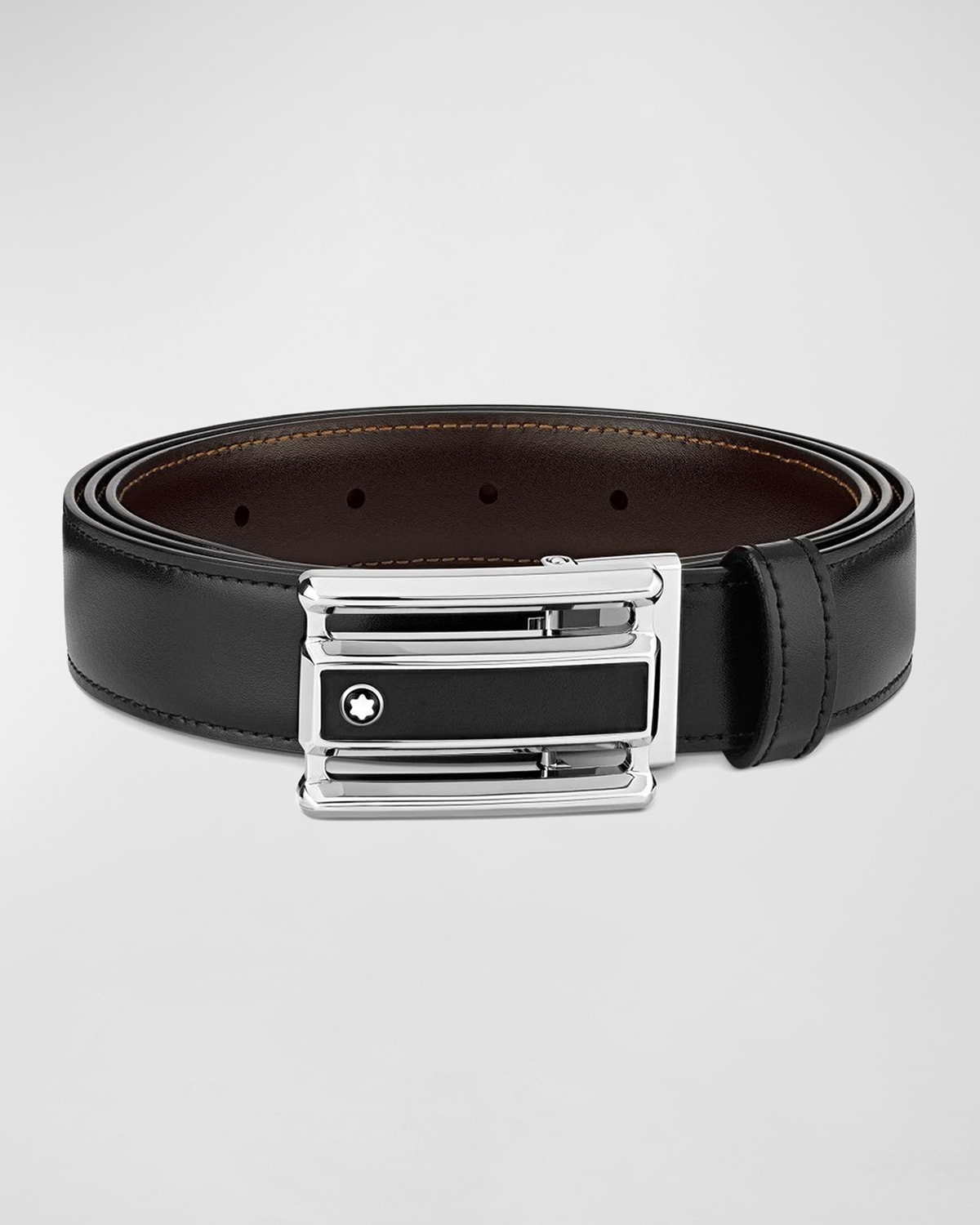 Shop Montblanc Men's Reversible Cut-to-size Business Belt In Black &amp; Brown