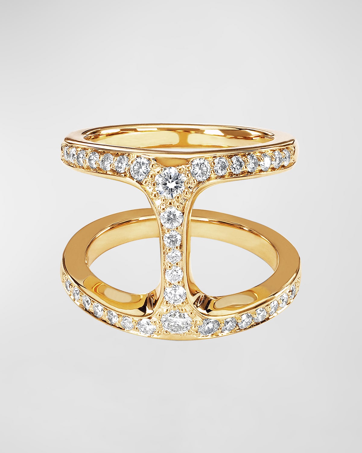 Dame Phantom Ring with Diamonds and 18k Yellow Gold, Size 6-8