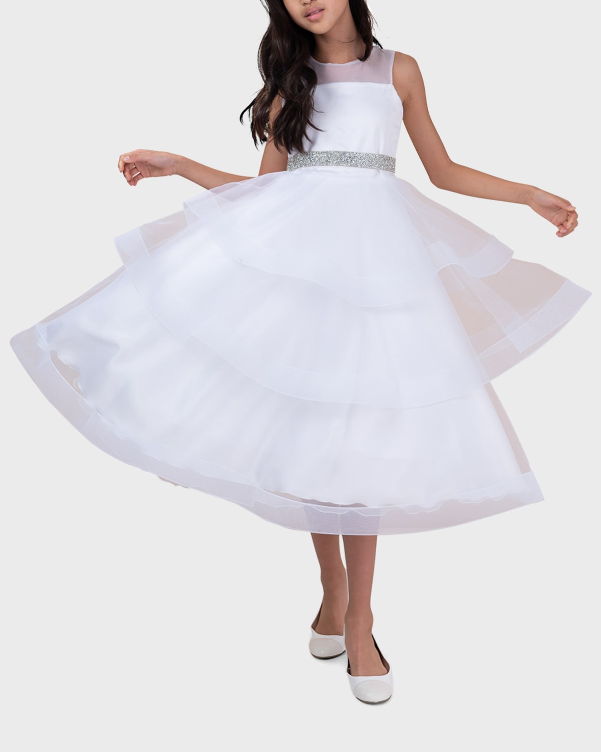 Girl's Ella Organza Tiered Dress, Size 4-16