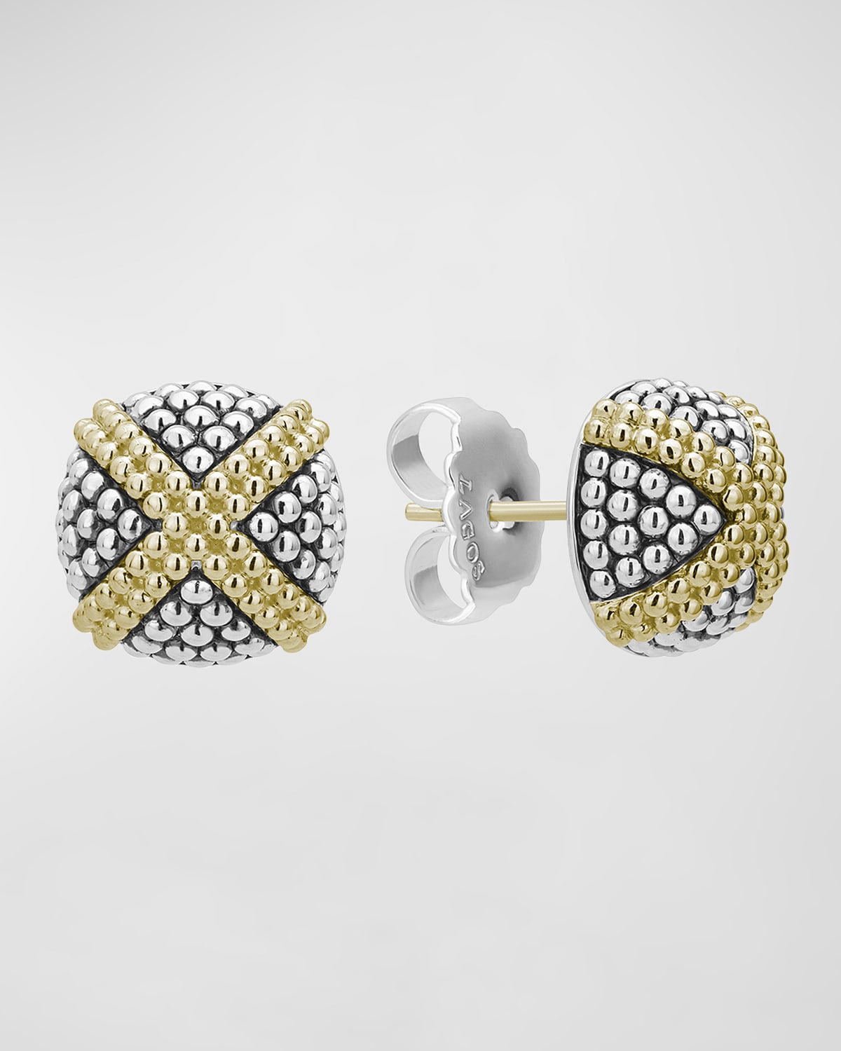 Signature Caviar Two-Tone Domed X-Stud Earrings