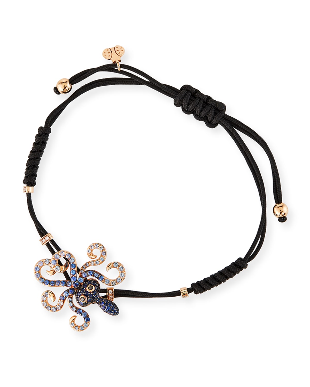 18k White Gold Diamond and Sapphire Octopus Pull-Cord Bracelet