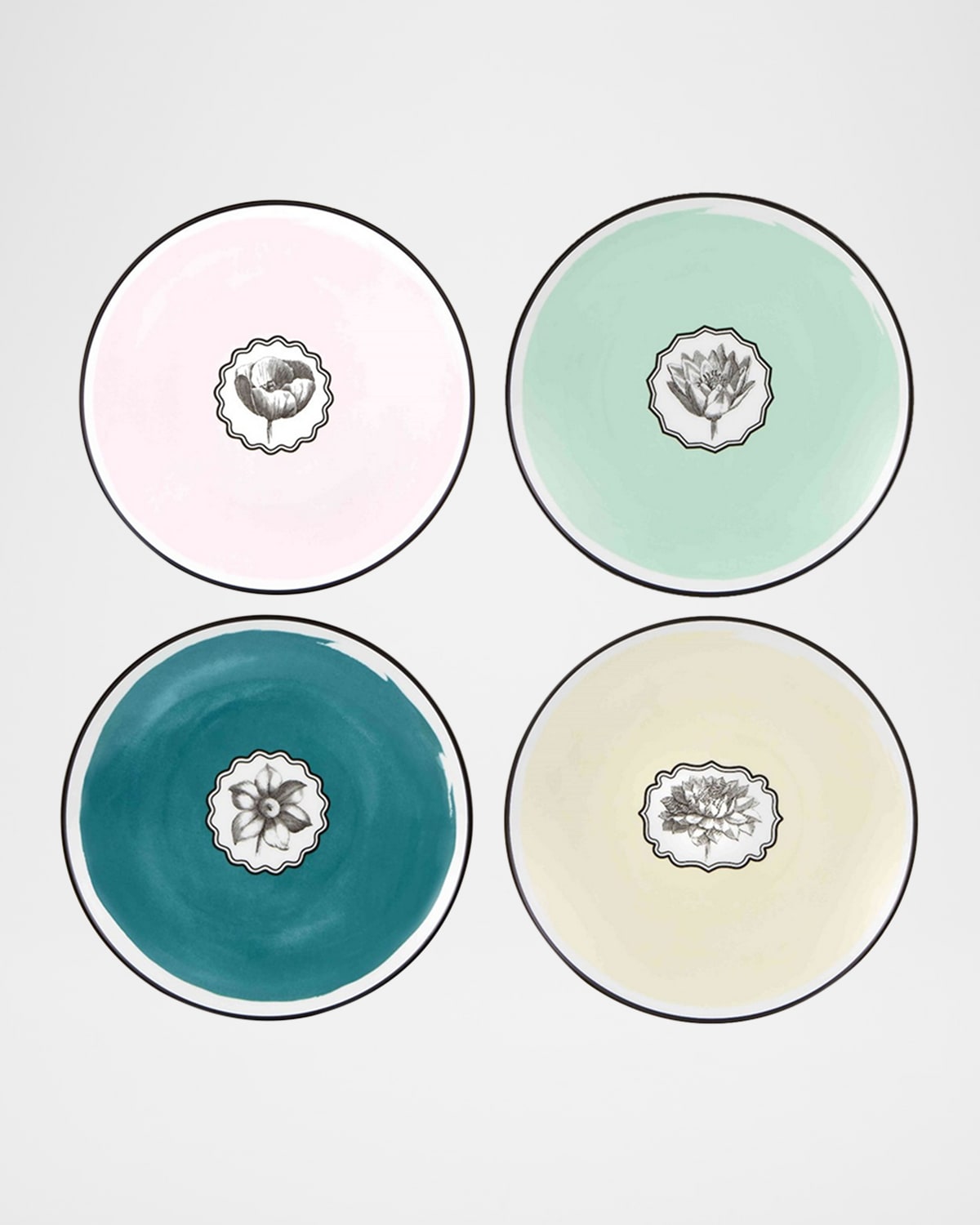 Christian Lacroix X Vista Alegre Christian Herbariae Dessert Plates, Set Of 4 In Blue