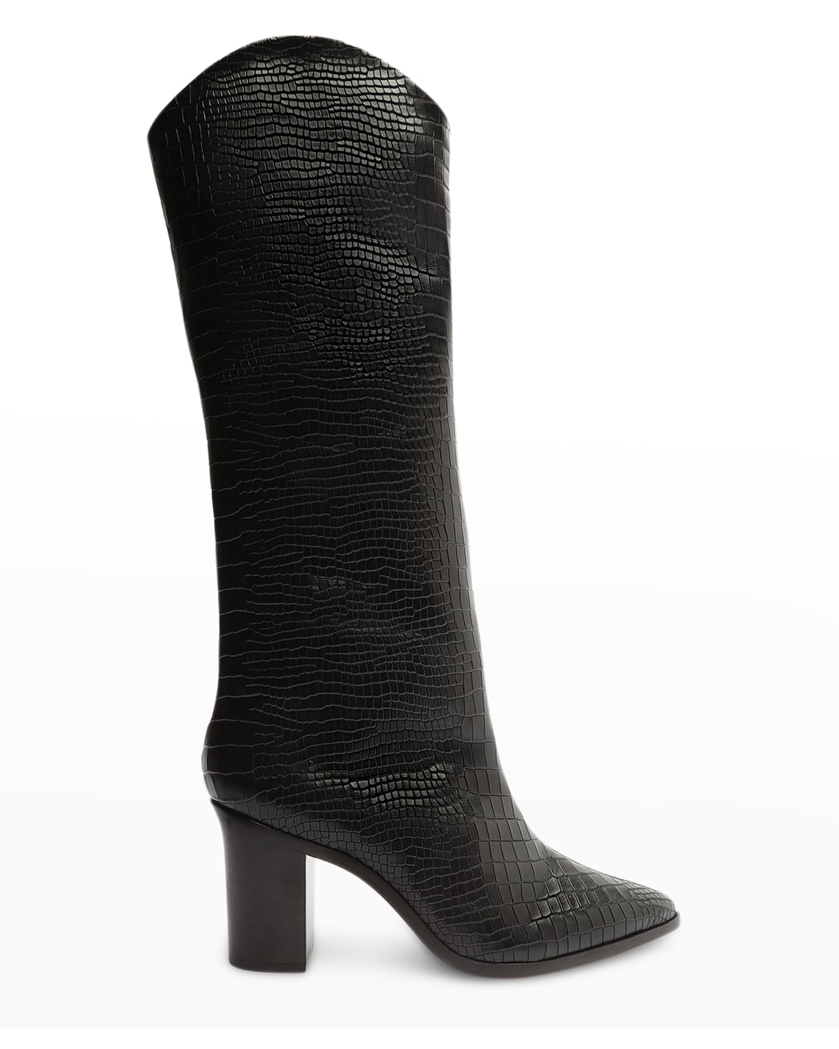 Shop Schutz Analeah Snake-print Leather Tall Boots In Black