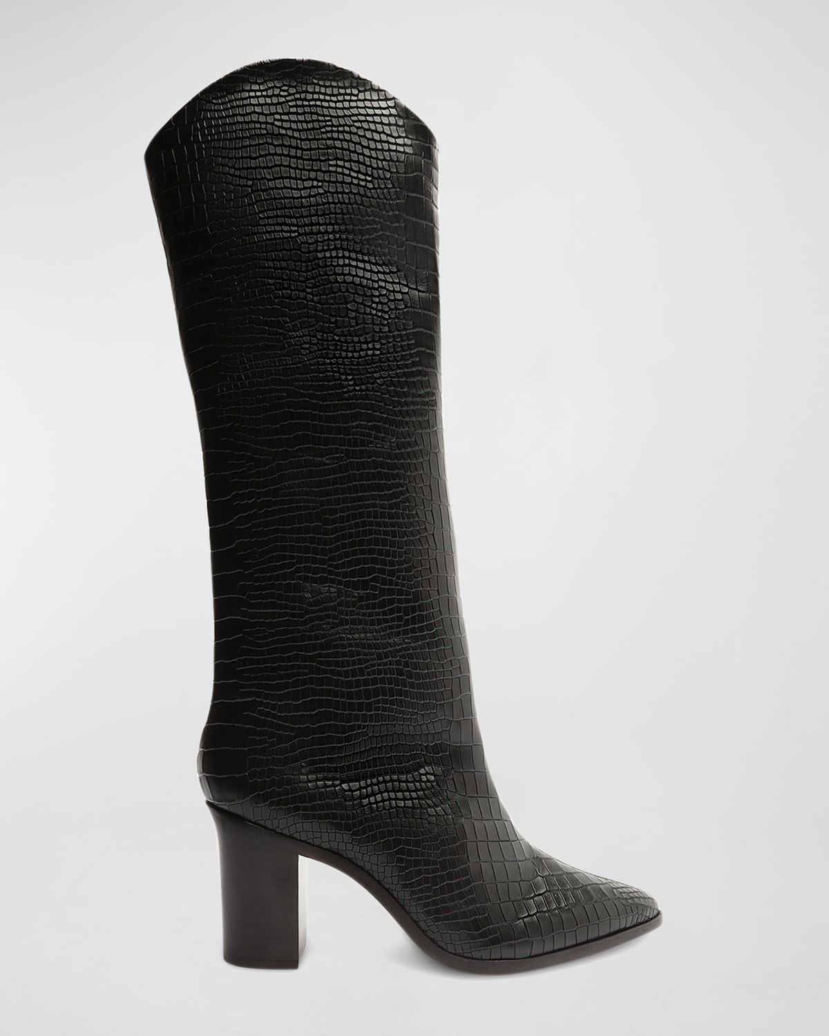 Shop Schutz Analeah Snake-print Leather Tall Boots In Black