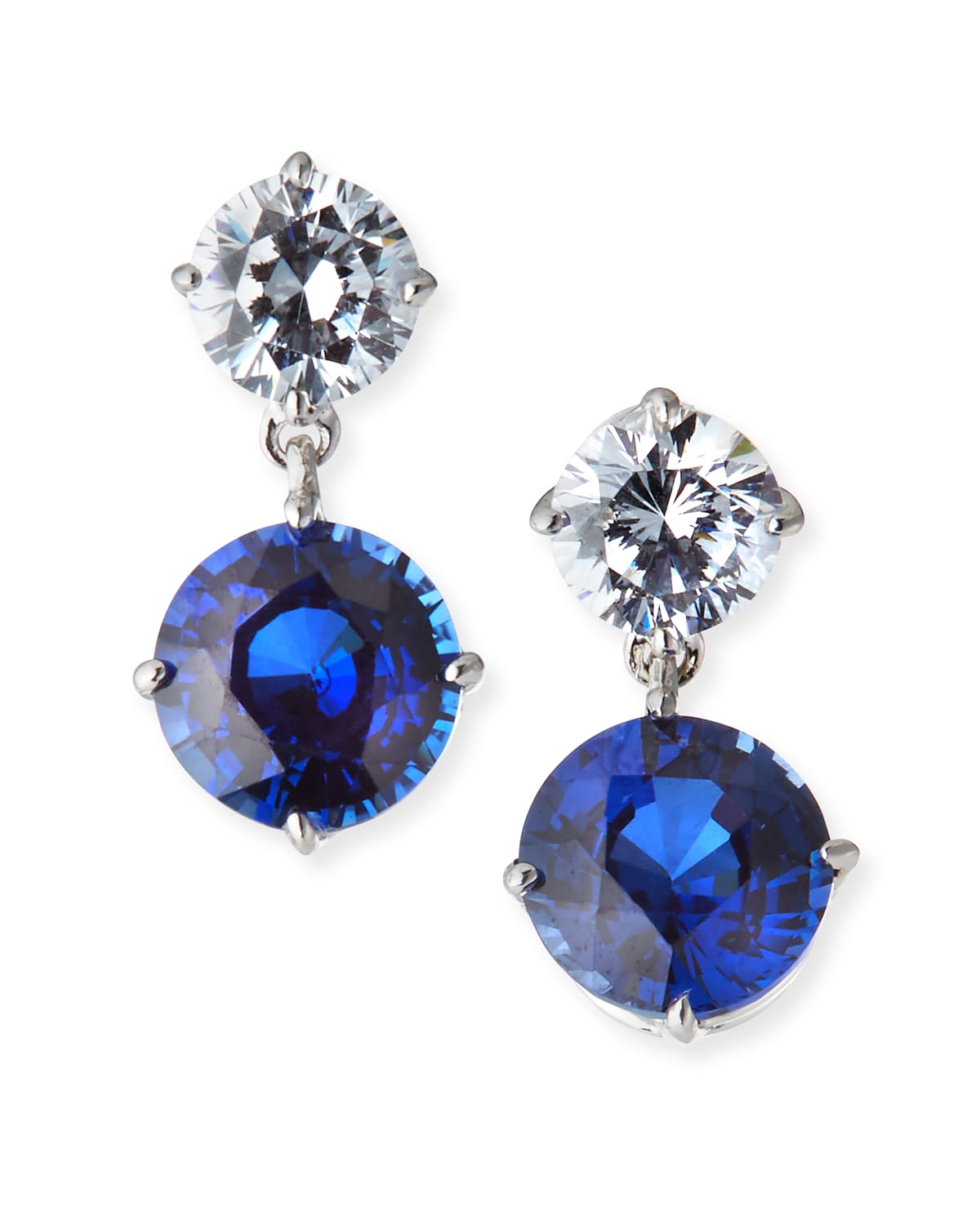 Fantasia By Deserio Double-drop Cubic Zirconia & Synthetic Sapphire Earrings