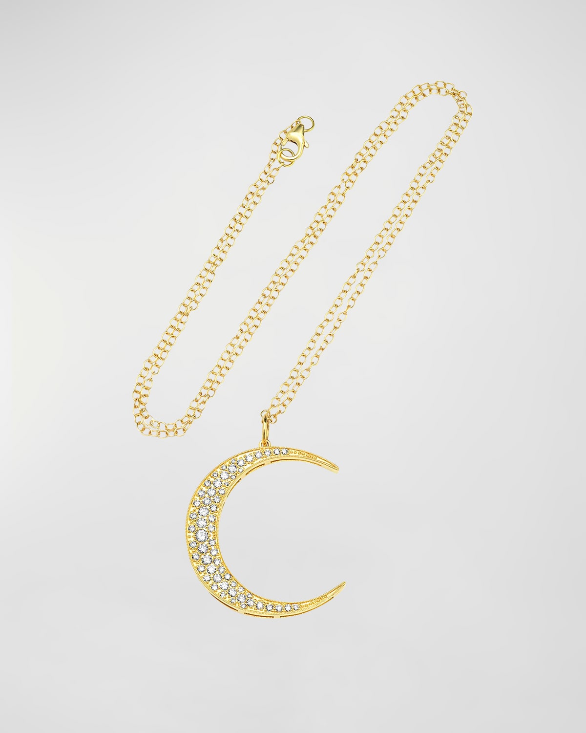 Andrea Fohrman 18k Gold Diamond Crescent Moon Necklace In White