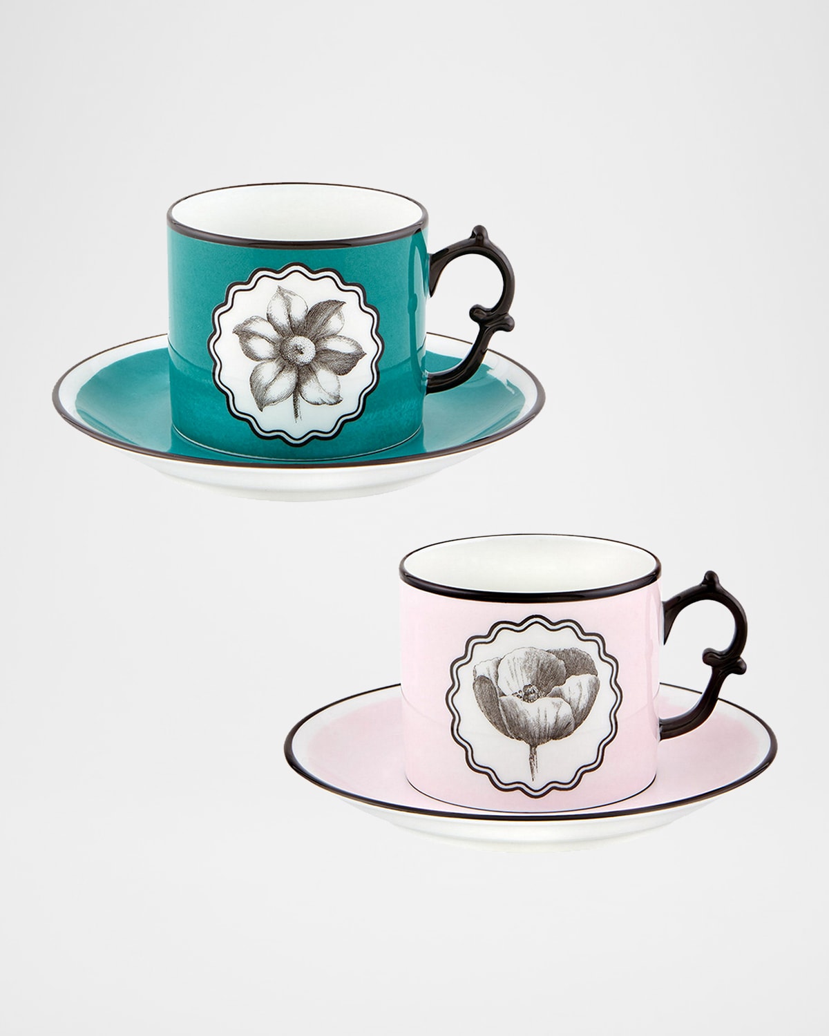 CHRISTIAN LACROIX HERBARIAE TEACUPS & SAUCERS, SET OF 2 