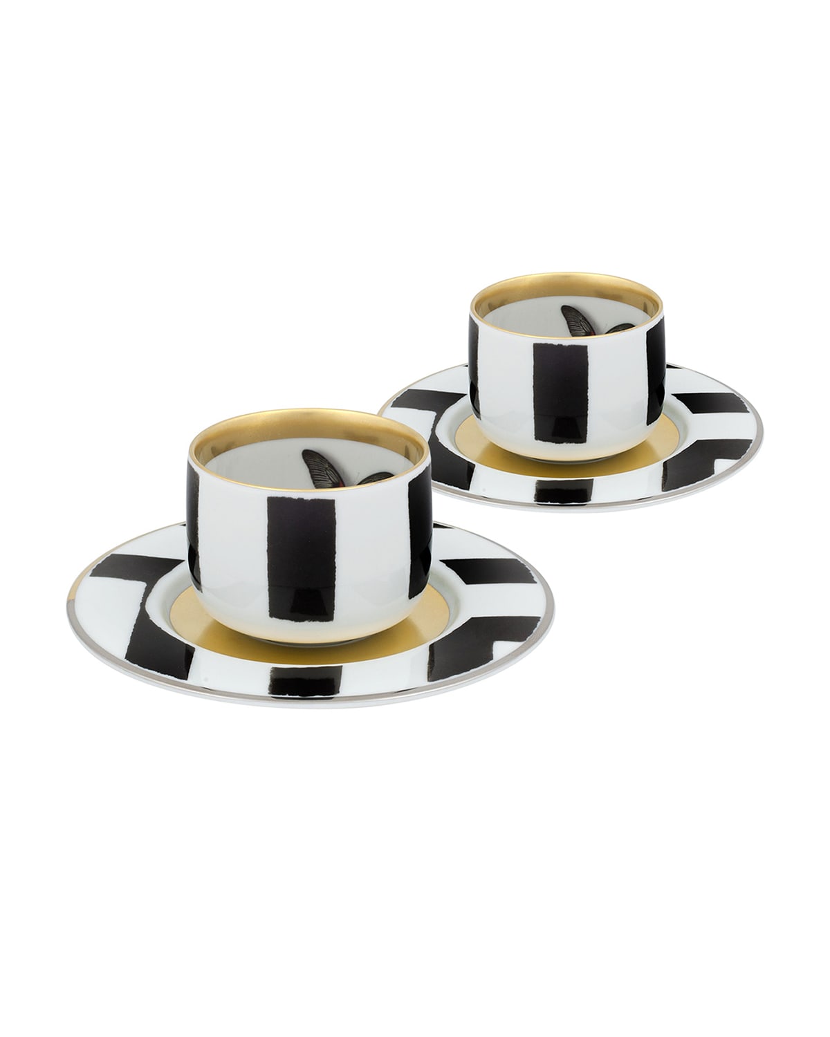 Shop Christian Lacroix X Vista Alegre Sol Y Sombra Espresso/coffee Cups & Saucers, Set Of 2 In Black