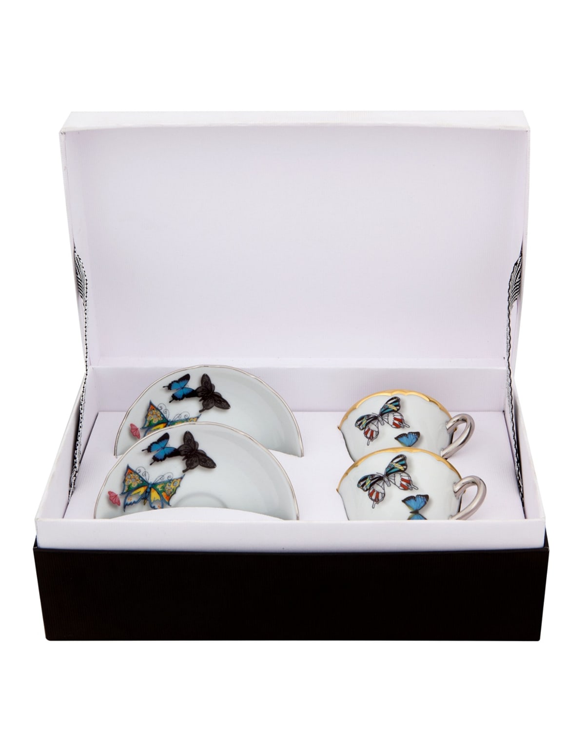 Shop Christian Lacroix X Vista Alegre Butterfly Parade Espresso/coffee Cups & Saucers, Set Of 2 In Multi