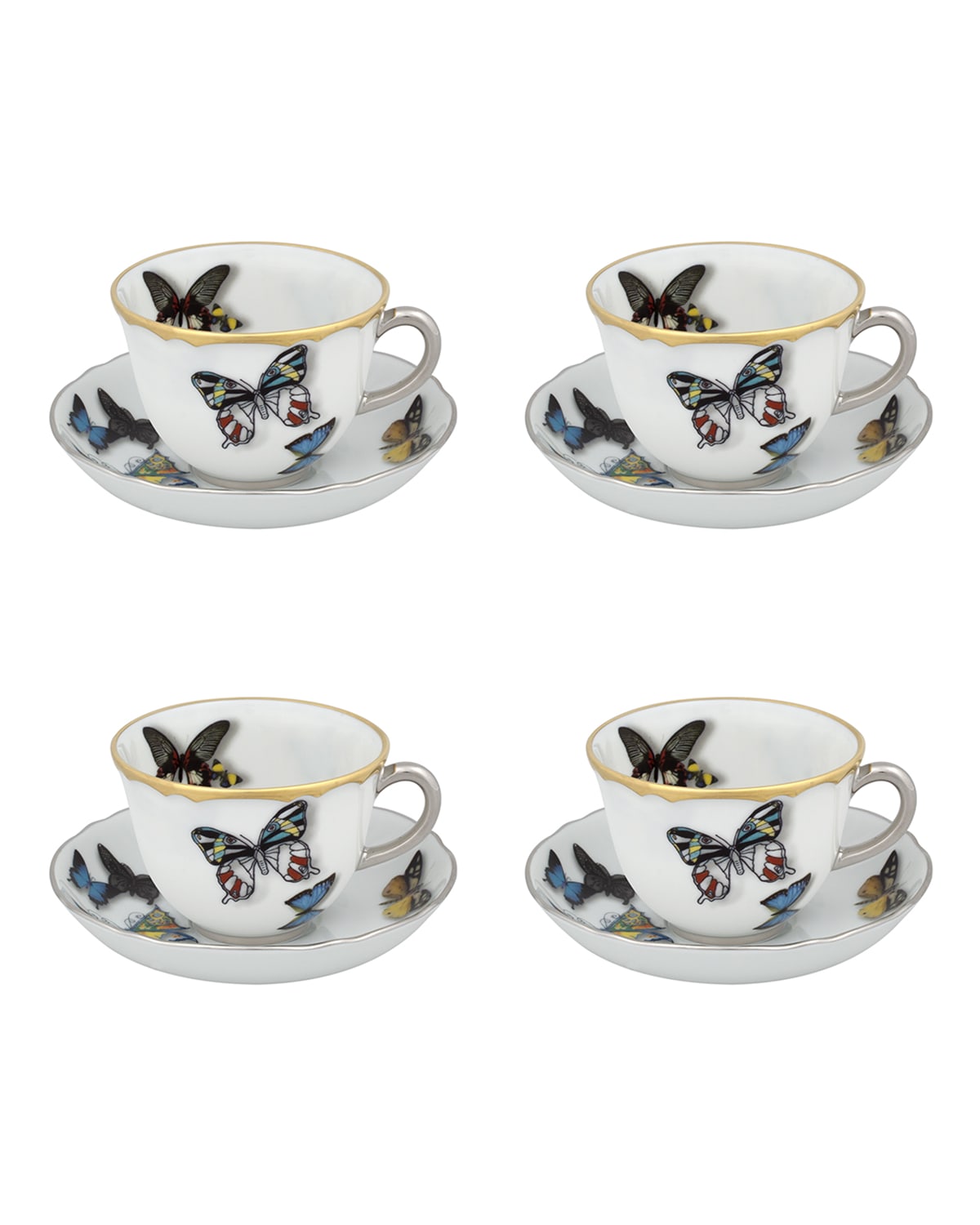 Shop Christian Lacroix X Vista Alegre Butterfly Parade Espresso Cups & Saucers, Set Of 4 In Multi
