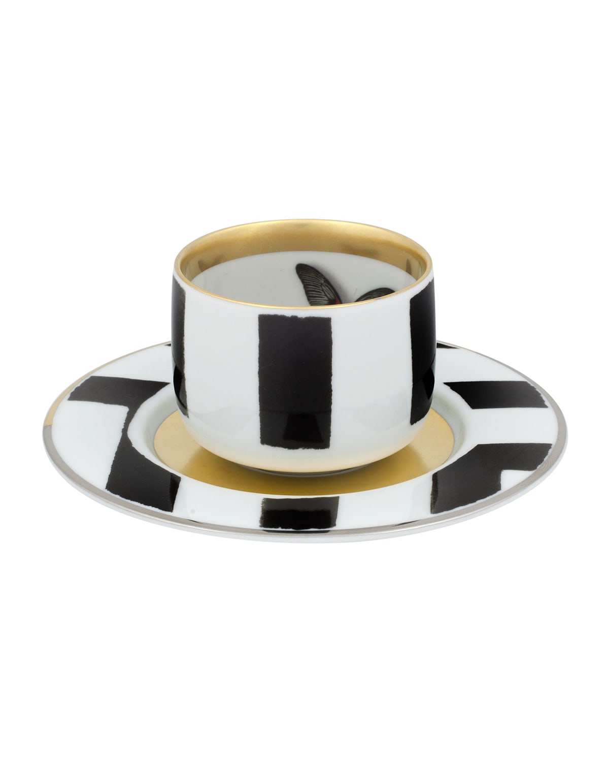 Shop Christian Lacroix X Vista Alegre Sol Y Sombra Espresso/coffee Cups & Saucers, Set Of 4 In Black