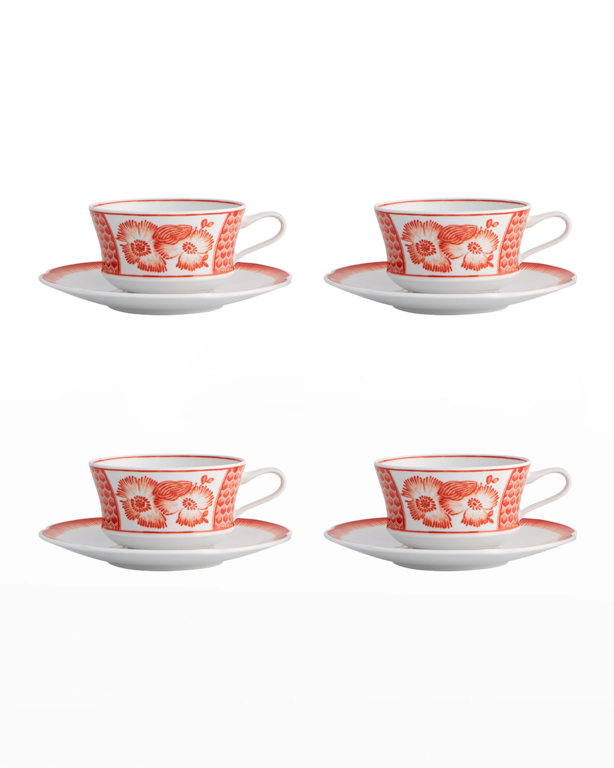 Vista Alegre Coralina Teacups & Saucers, Set Of 4