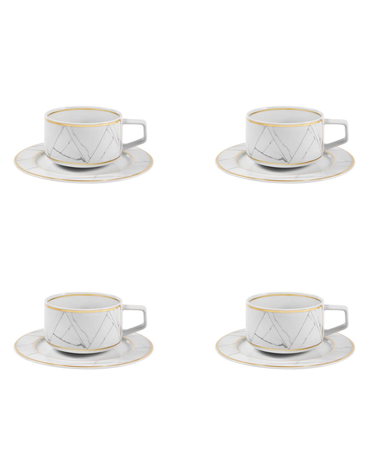 Vista Alegre Carrara Teacups And Saucers, Set Of Four In Black