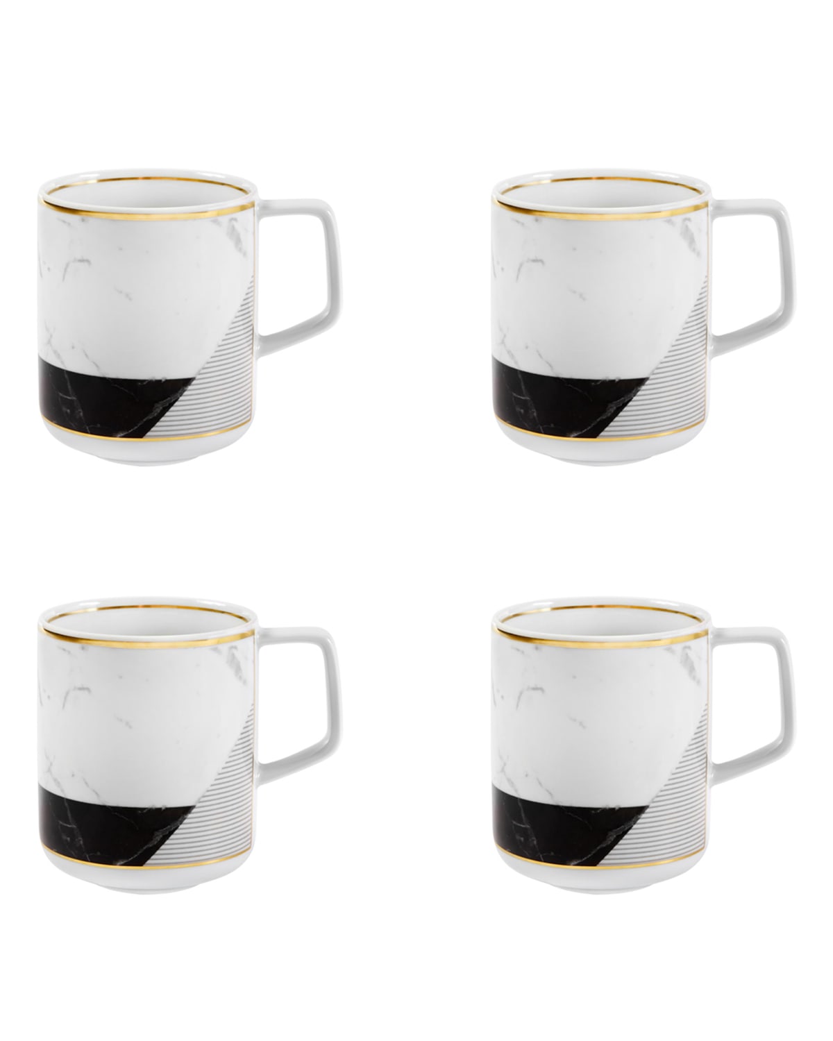 Vista Alegre Carrara Coffee Mugs, Set Of 4 In Black