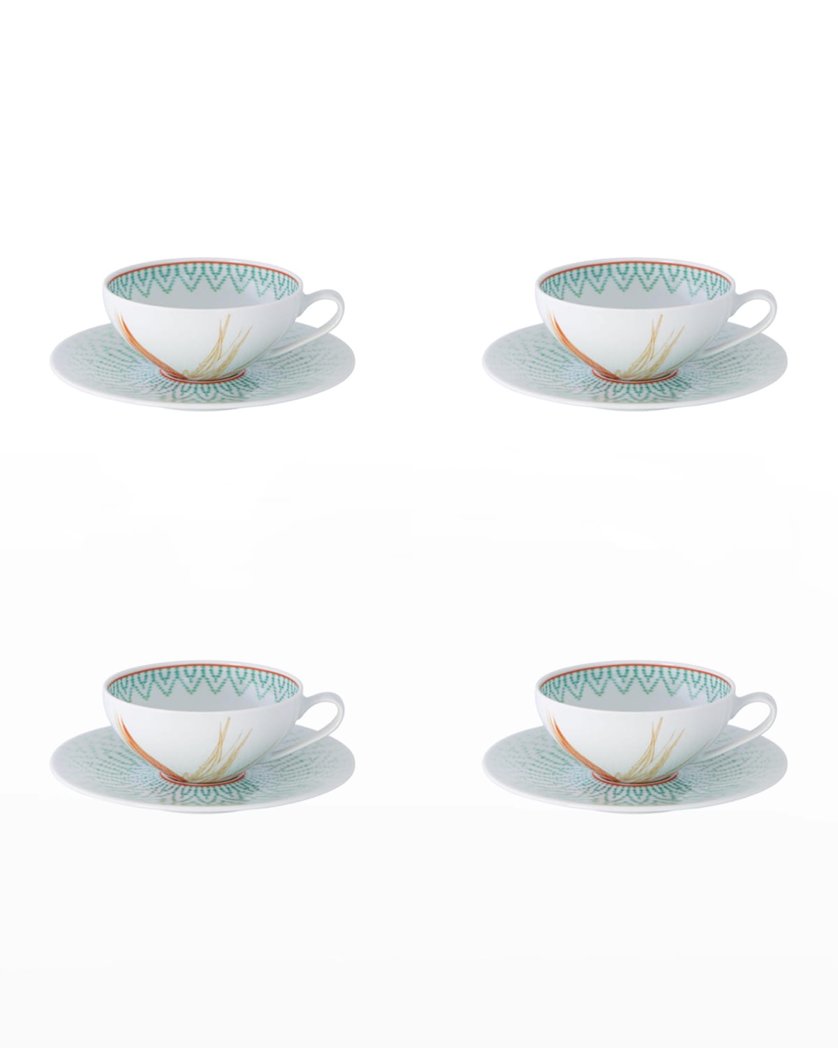Vista Alegre Fiji Tea Cups & Saucers, Set Of 4 In Multi