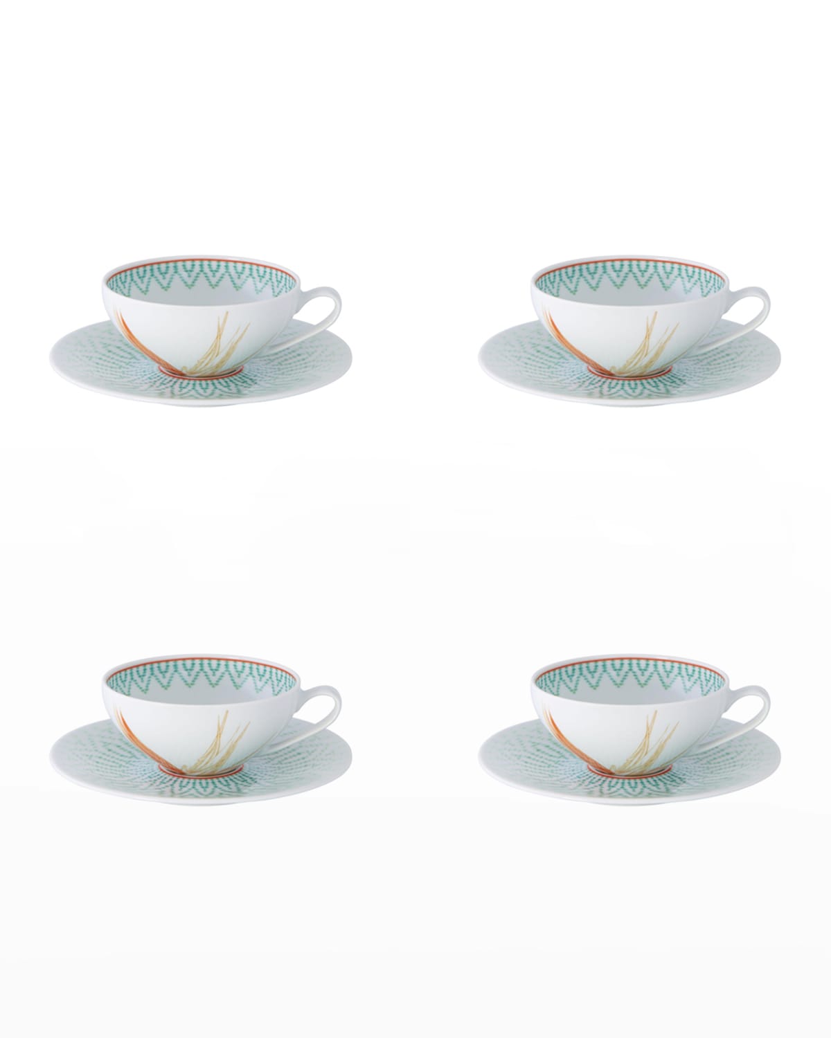 Vista Alegre Fiji Tea Cups & Saucers, Set Of 4 In Multi