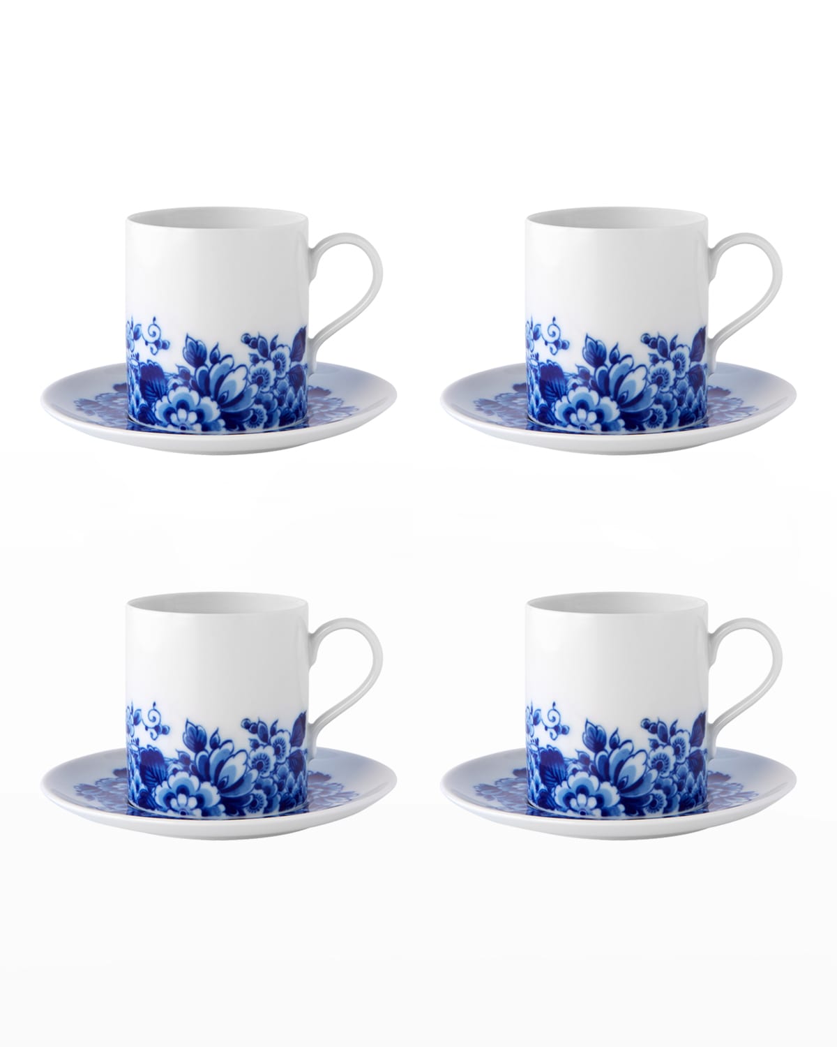 Vista Alegre Blue Ming Teacups & Saucers, Set Of Four In Blue