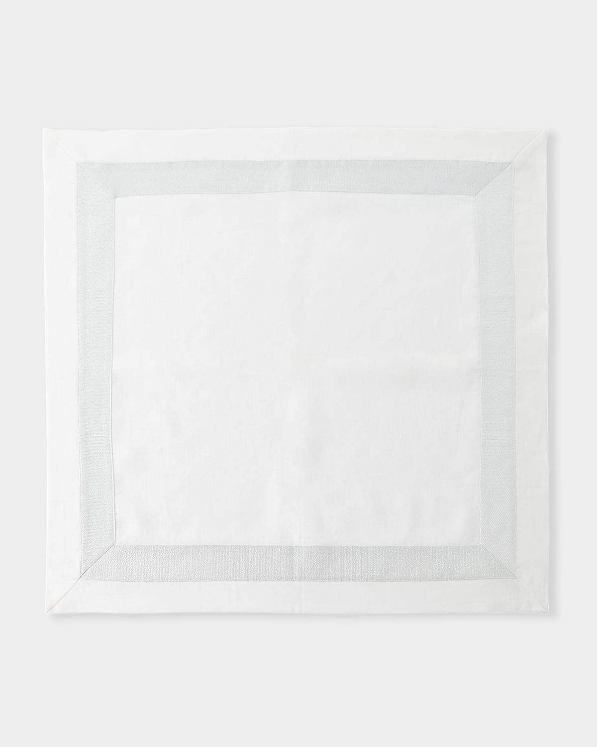 Nomi K Silver Shimmer White New Border Napkin In Silver