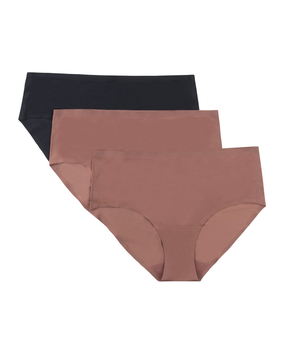Uwila Warrior No Brainer Assorted 3-pack Seamless Full Briefs In Toffee / Black