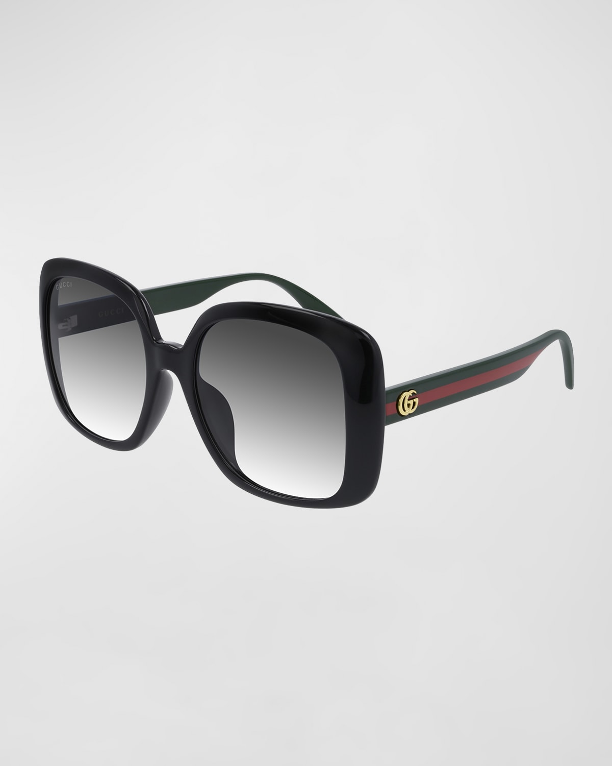 Shop Gucci Square Web Arms Sunglasses In Black