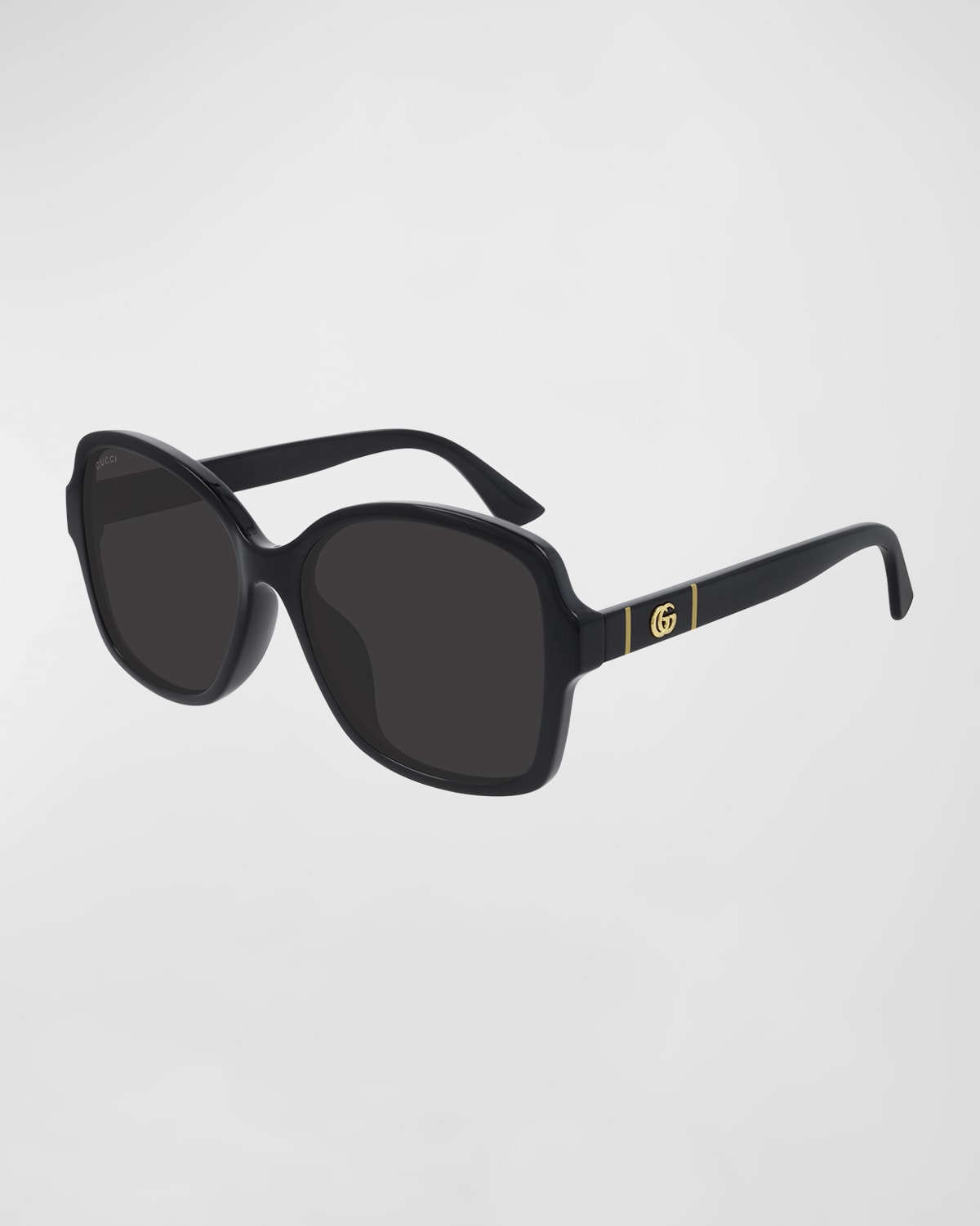 Shop Gucci Square Monochromatic Sunglasses In Black
