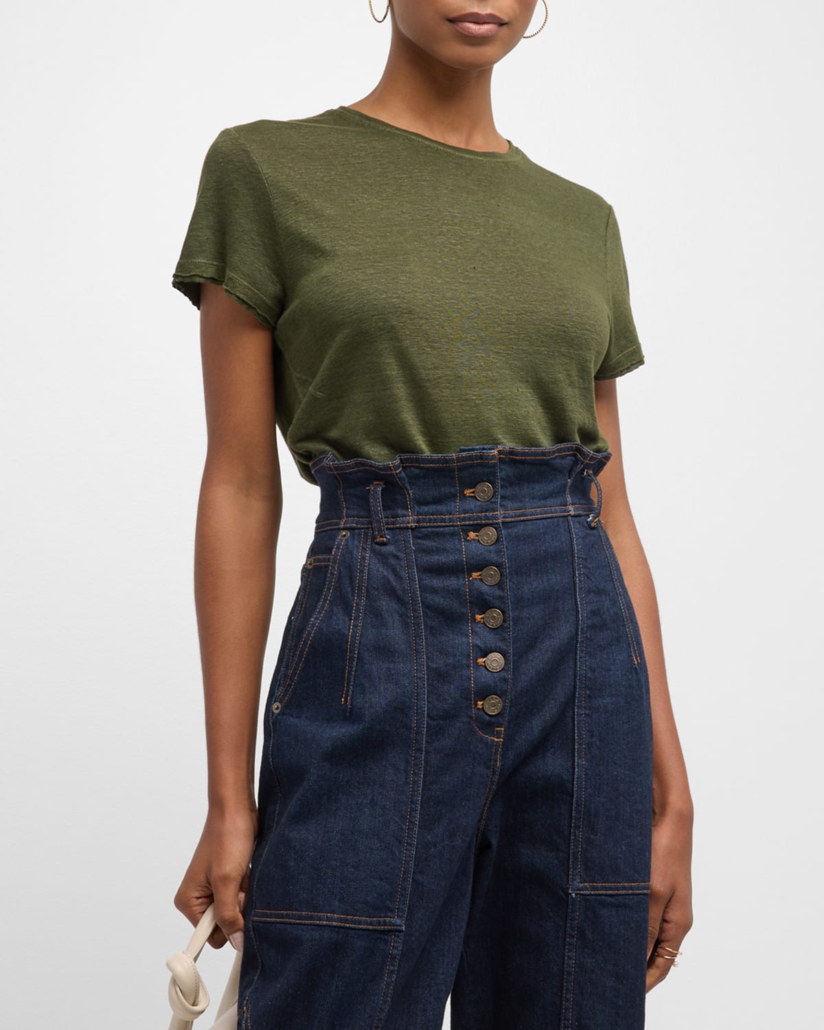 Frame Easy True Organic Linen Tee In Surplus