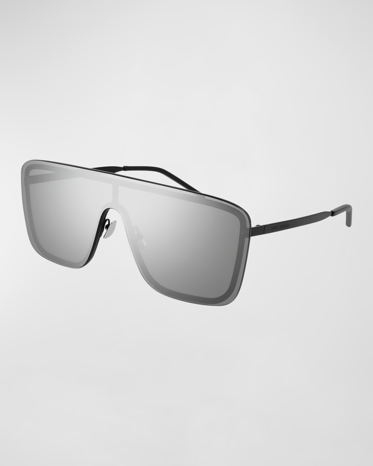 Saint Laurent Mask Shield Mirrored Sunglasses In Silver / Black