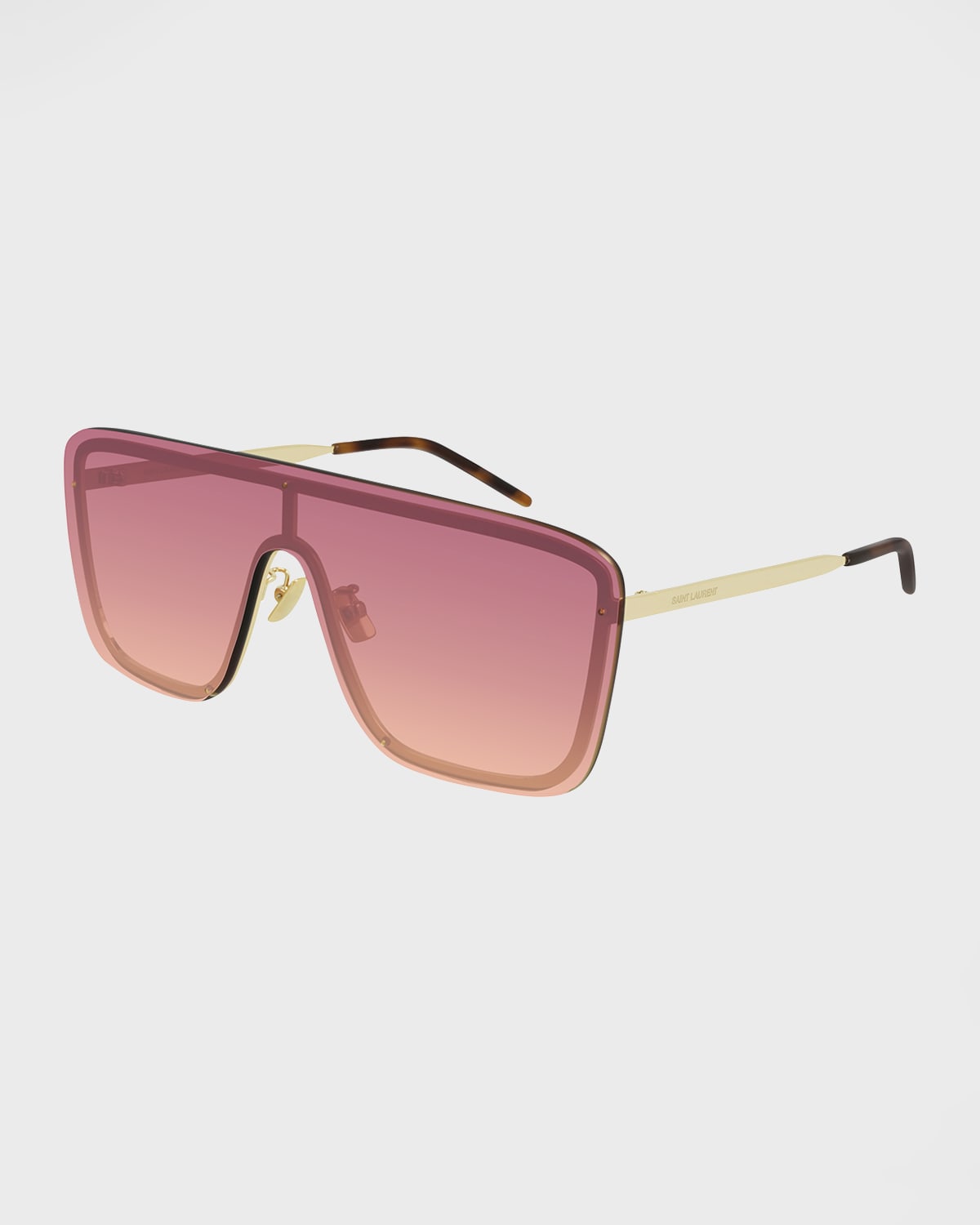 Saint Laurent Mask Shield Mirrored Sunglasses In 008 Orange Gold