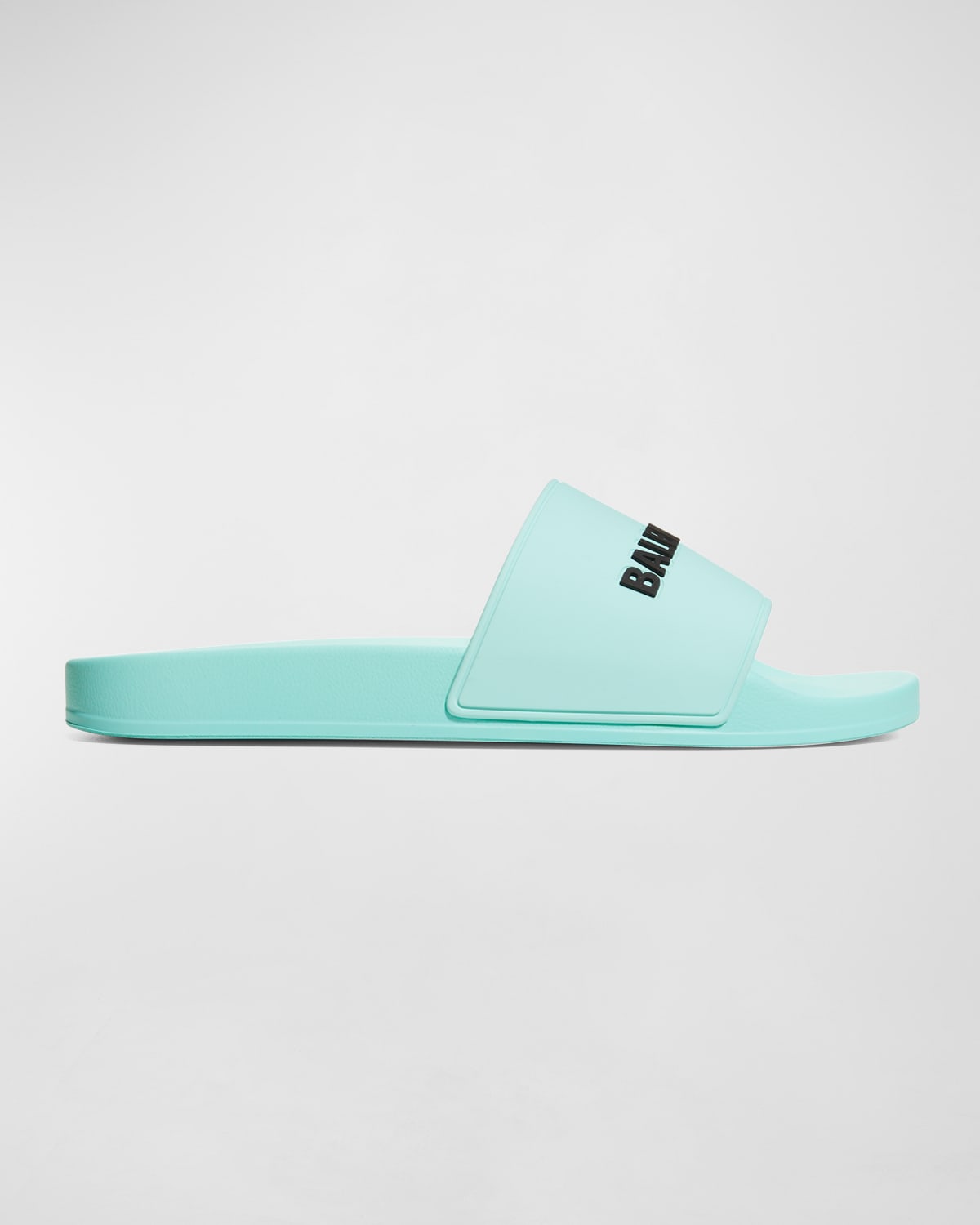Balenciaga Men's Logo Pool Slide Sandals In Mint/blk