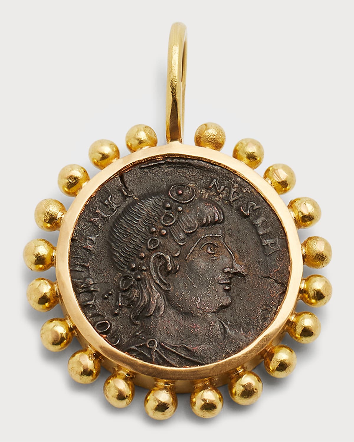 Elizabeth Locke Bronze Coin & 19K Yellow Gold Pendant