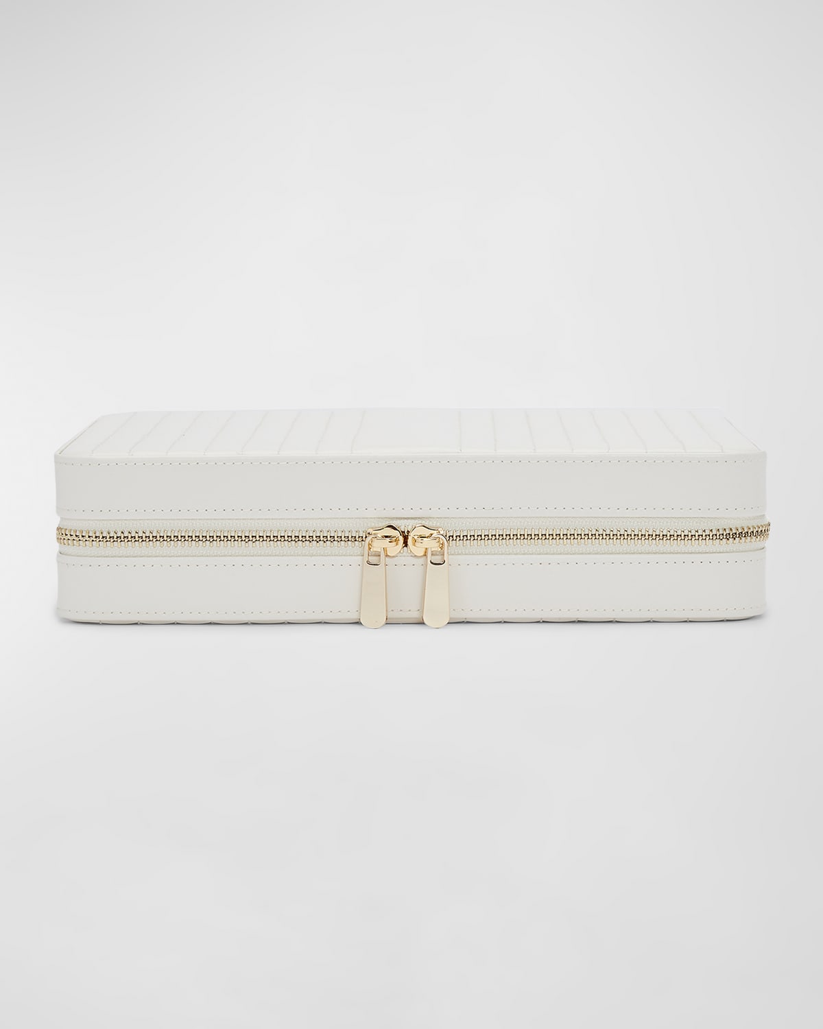 Wolf Designs Maria Large Quilted Zip Jewelry Case In White
