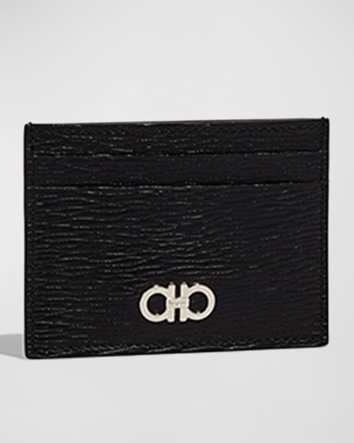 Shop Ferragamo Men's Colorblock Leather Card Holder W/ Money Clip In Nero / Red
