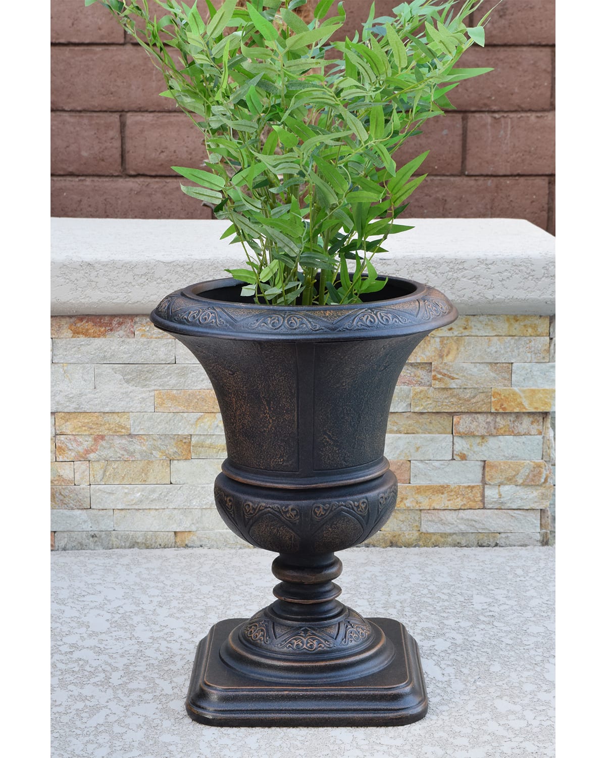 Shop Hanamint Outdoor Garden Pot - 19" High In Golden Bronze