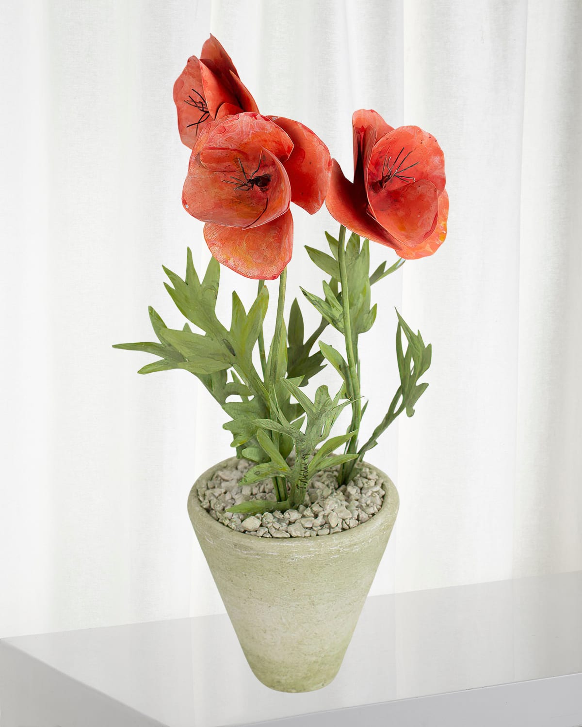 Shop Tommy Mitchell Poppy August Birth Flower In White Terracotta Pot In Coral Red