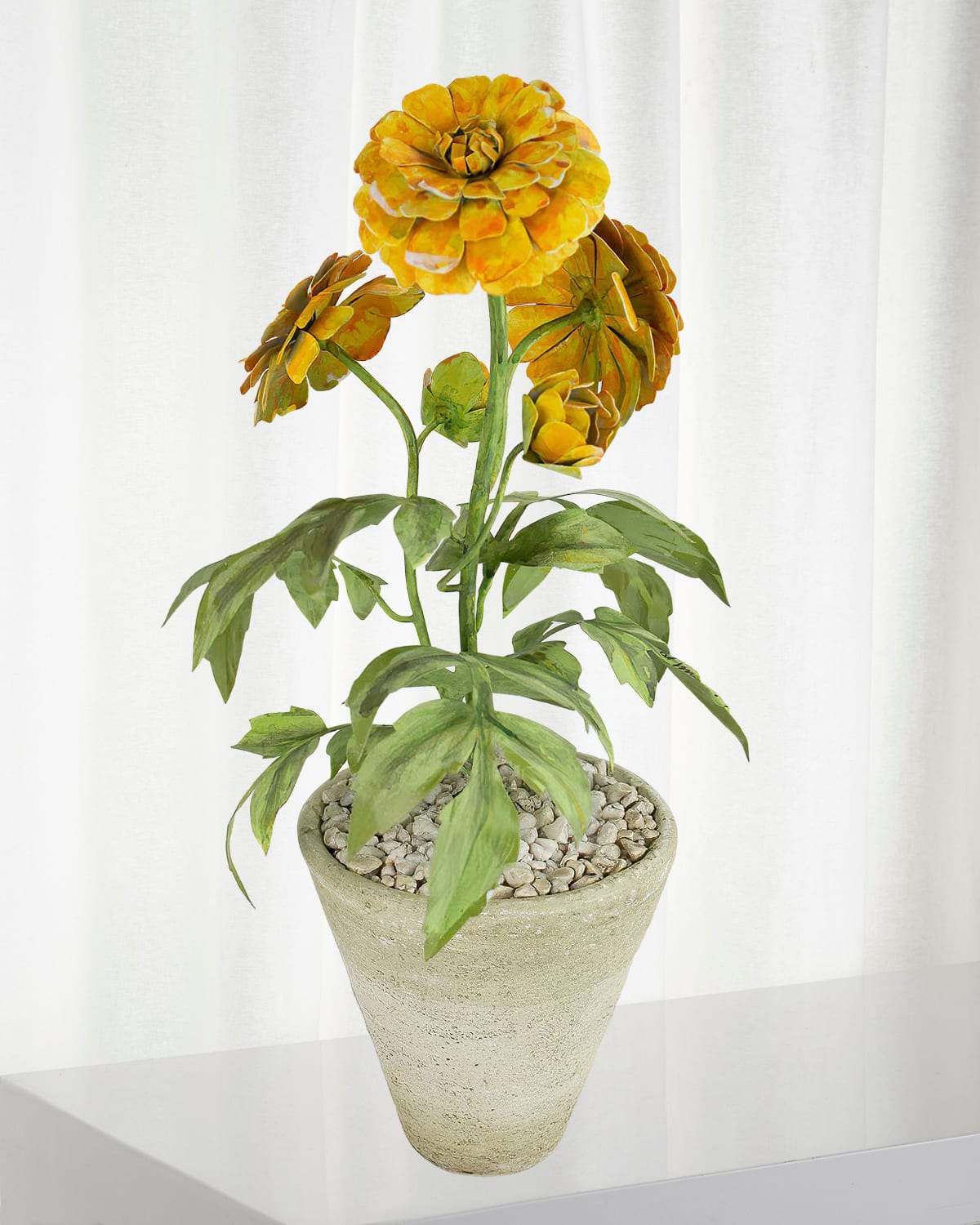 Shop Tommy Mitchell Marigold October Birth Flower In White Terracotta Pot In Orange