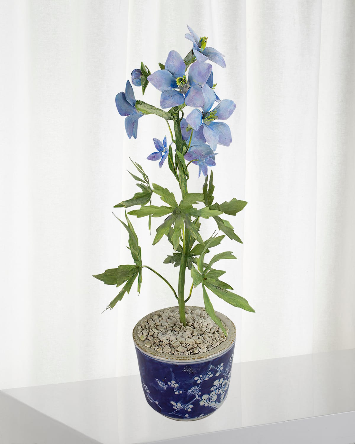 Shop Tommy Mitchell Delphinium July Birth Flower In Ceramic Pot In Blue