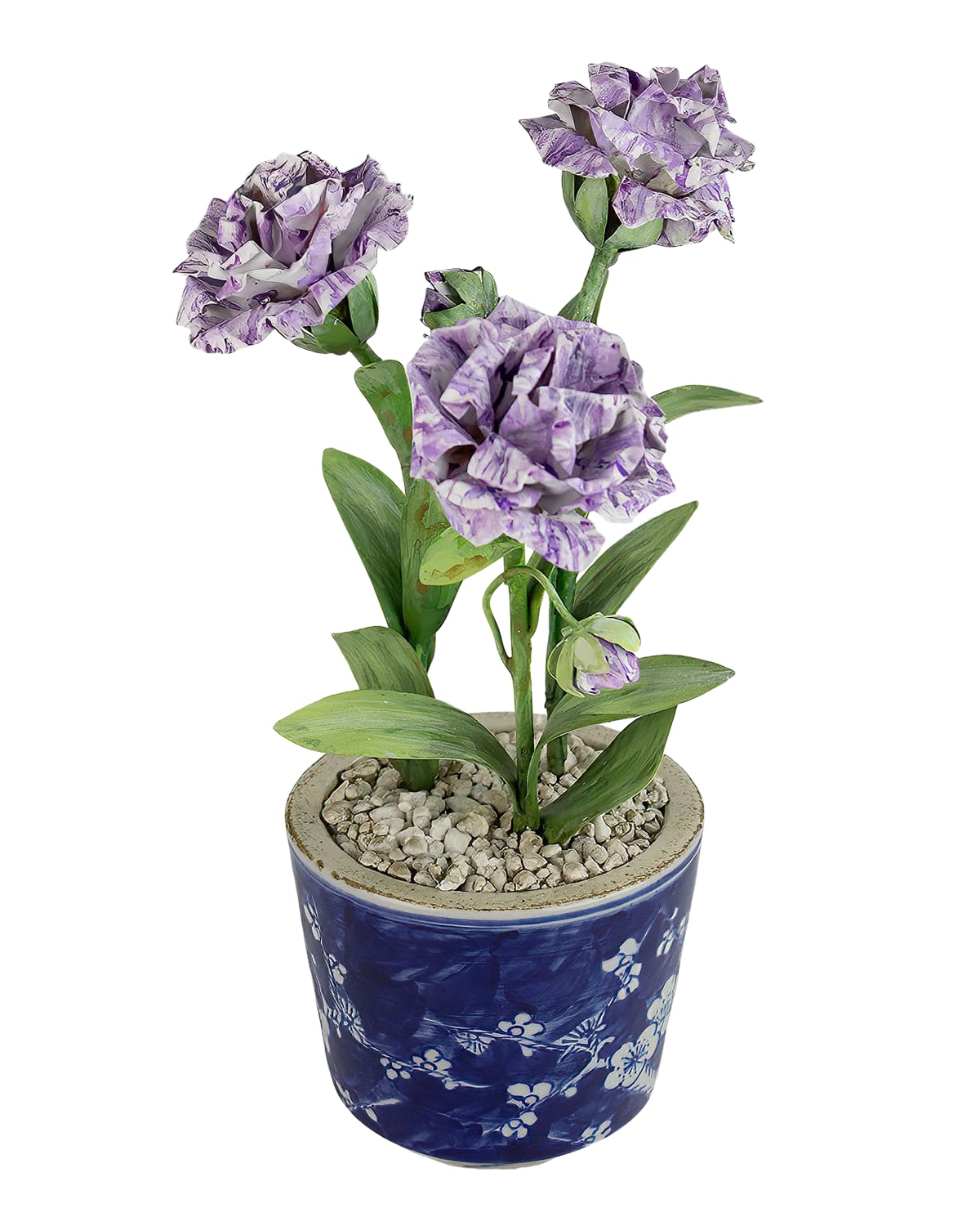Tommy Mitchell Carnation January Birth Flower In Ceramic Pot In Deep Lavender