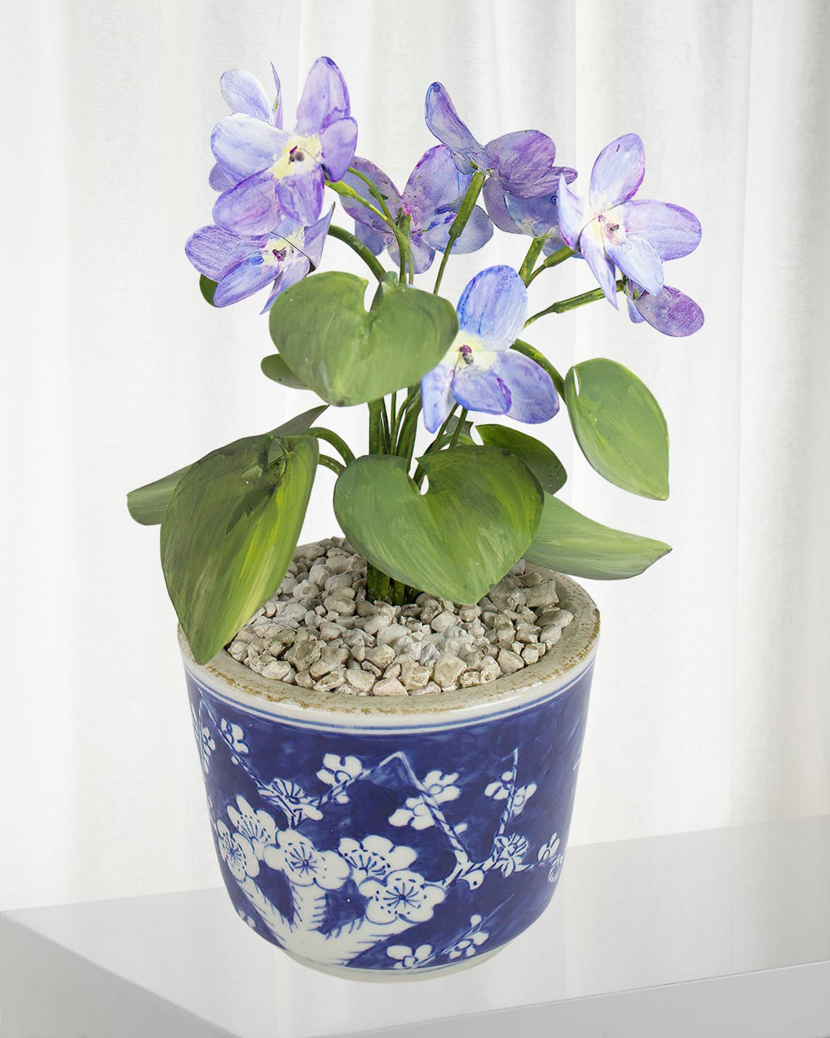 Tommy Mitchell Violet February Birth Flower In Ceramic Pot In Blue/white